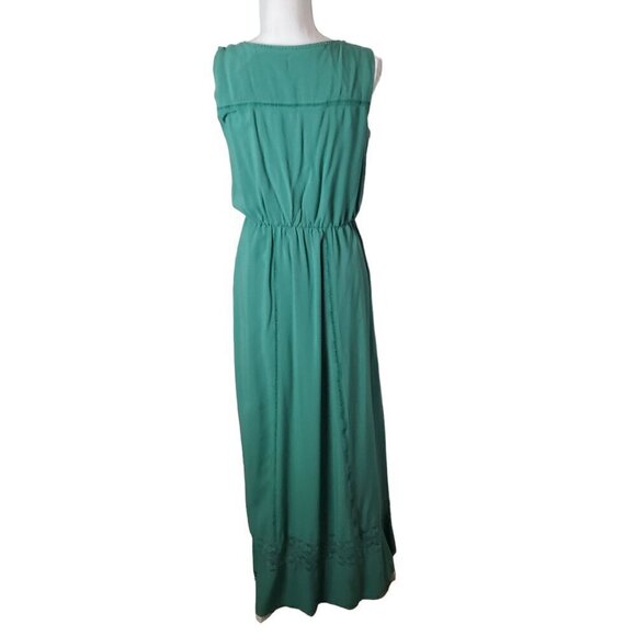 Matilda Jane Maxi Dress Womens Small Green Sleeveless Rayon Comfy Long Crochet - Picture 3 of 16